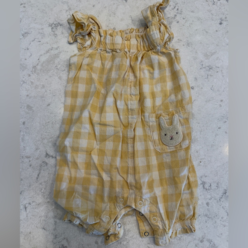 Cloud Island Yellow Gingham One Piece